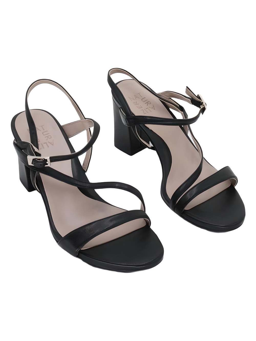 Naturalizer Hara 2.25" Block Heel Strappy Sandals Black Size 8W